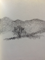 welsh hill pencil sketch